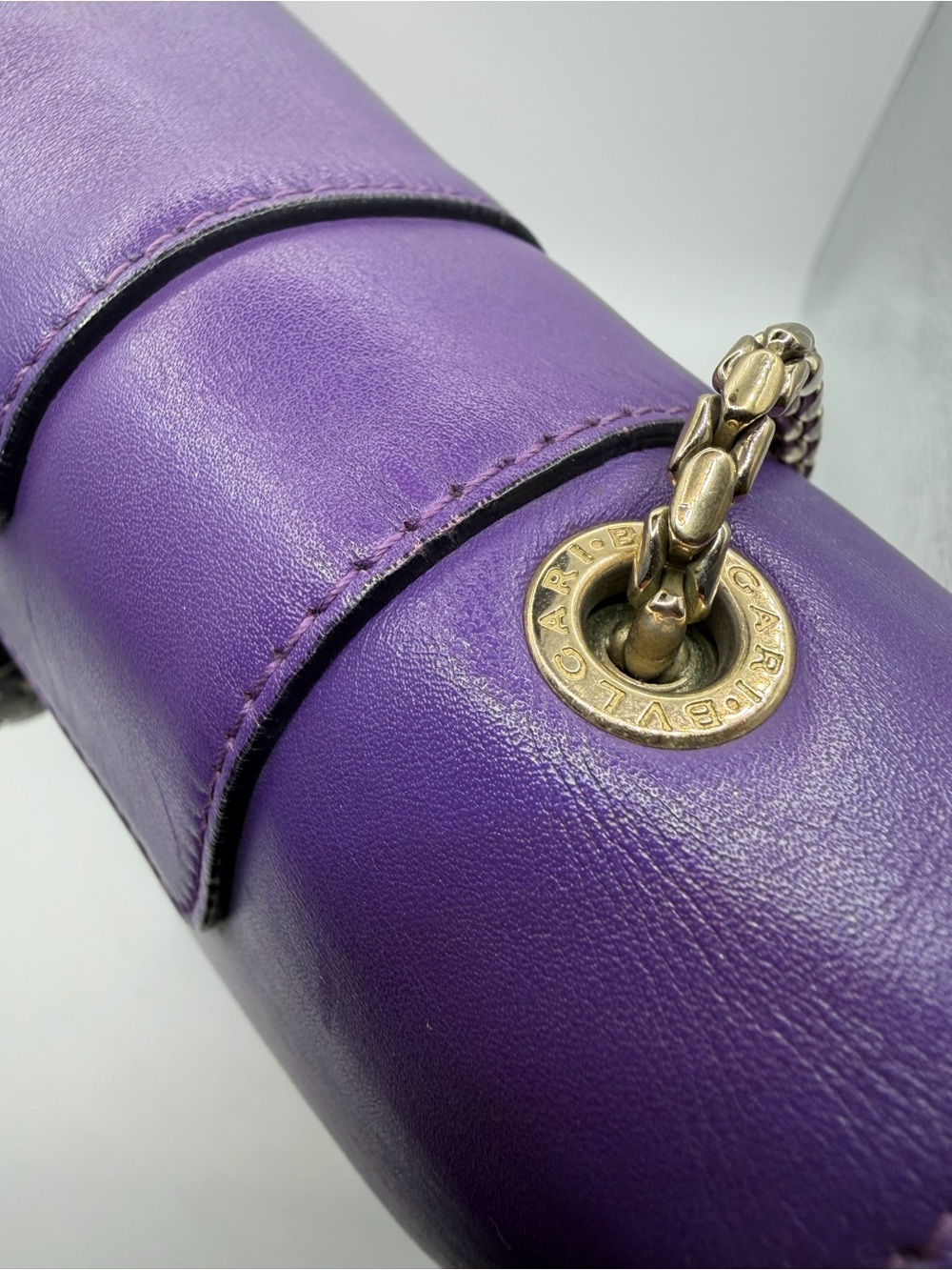 Bvlgari Purple Calfskin Serpenti Forever Crossbody Bag with Gold Chain & Mirror - Picture 16 of 16
